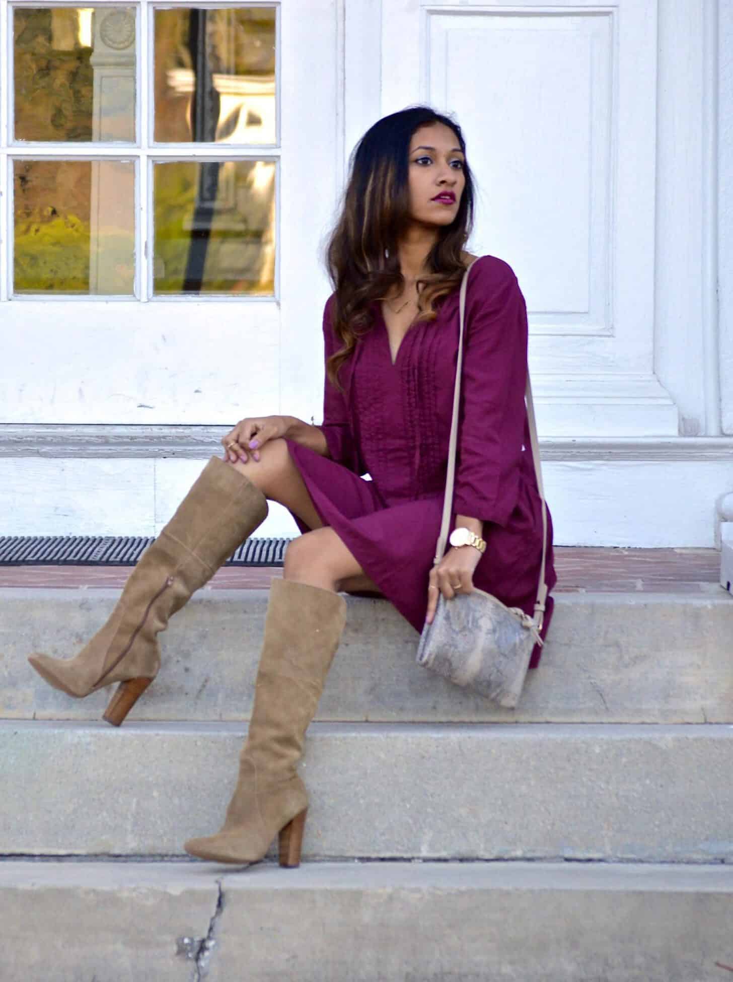 burgundy dress